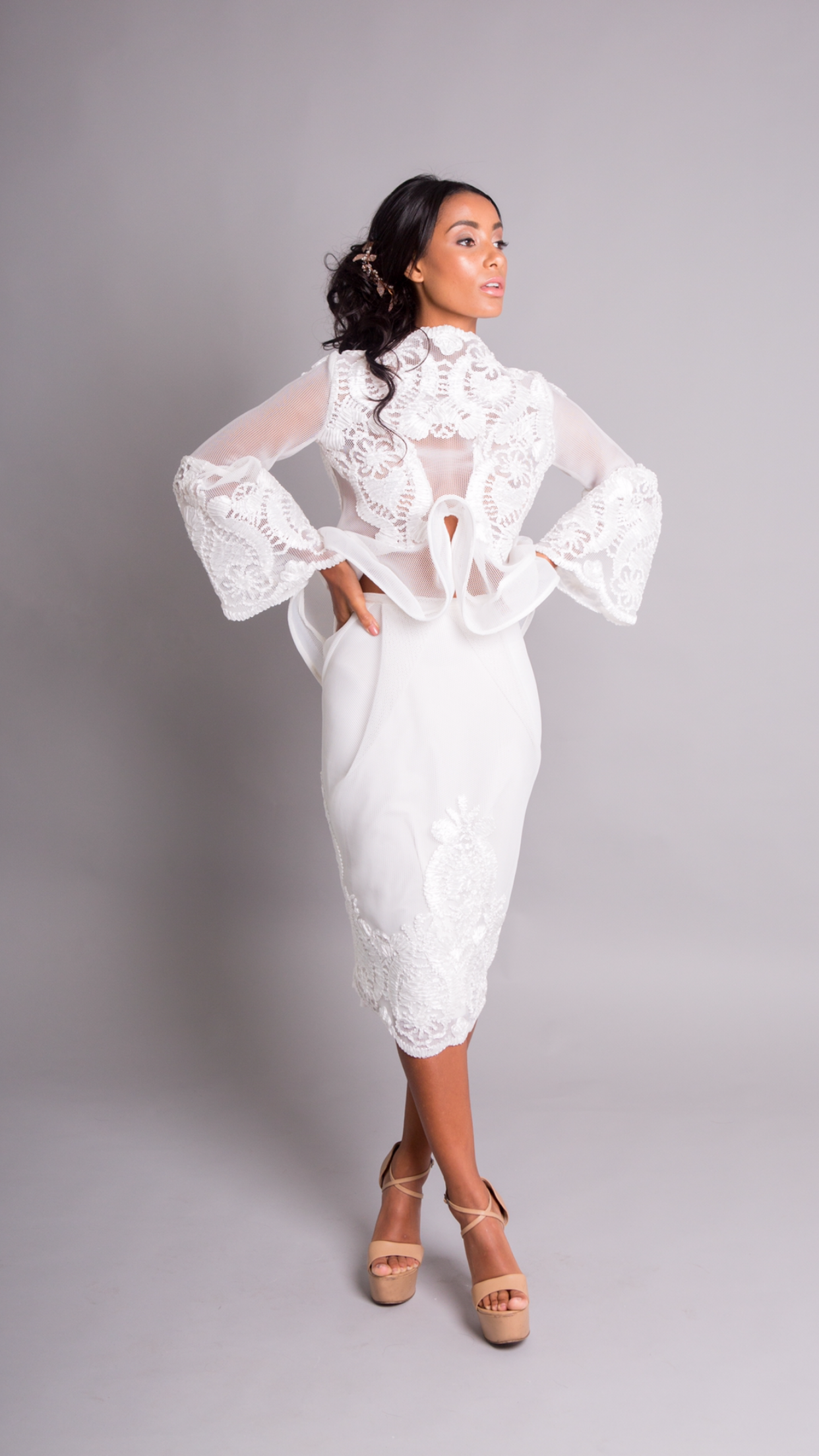 Lace detail top and skirt