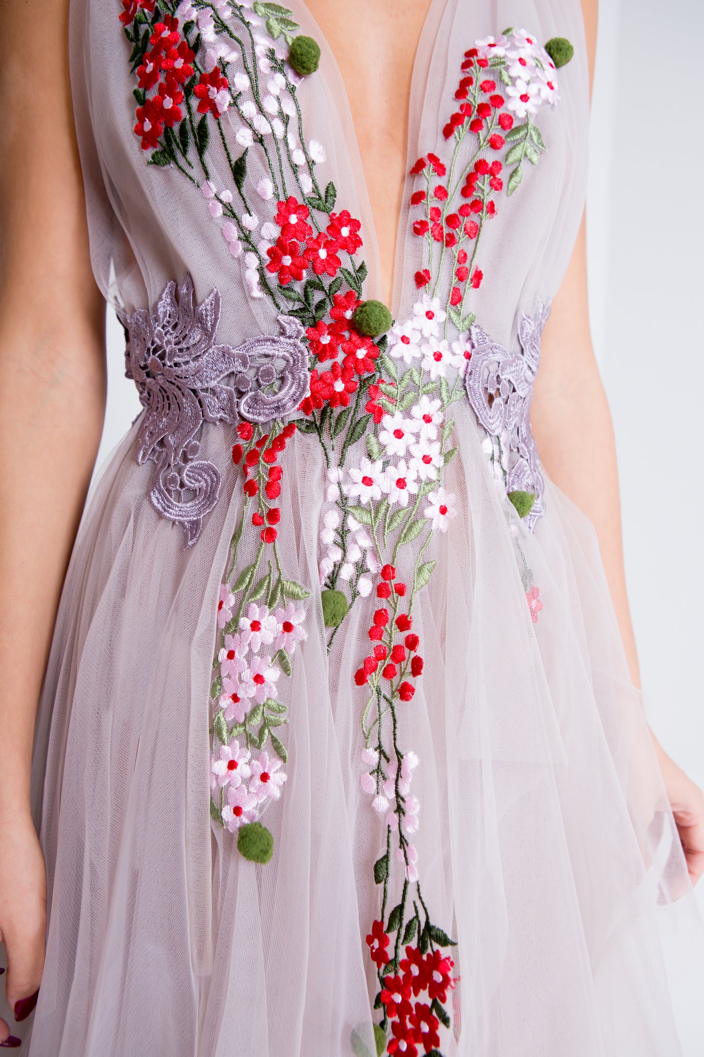 Soft tulle embroidered Gown