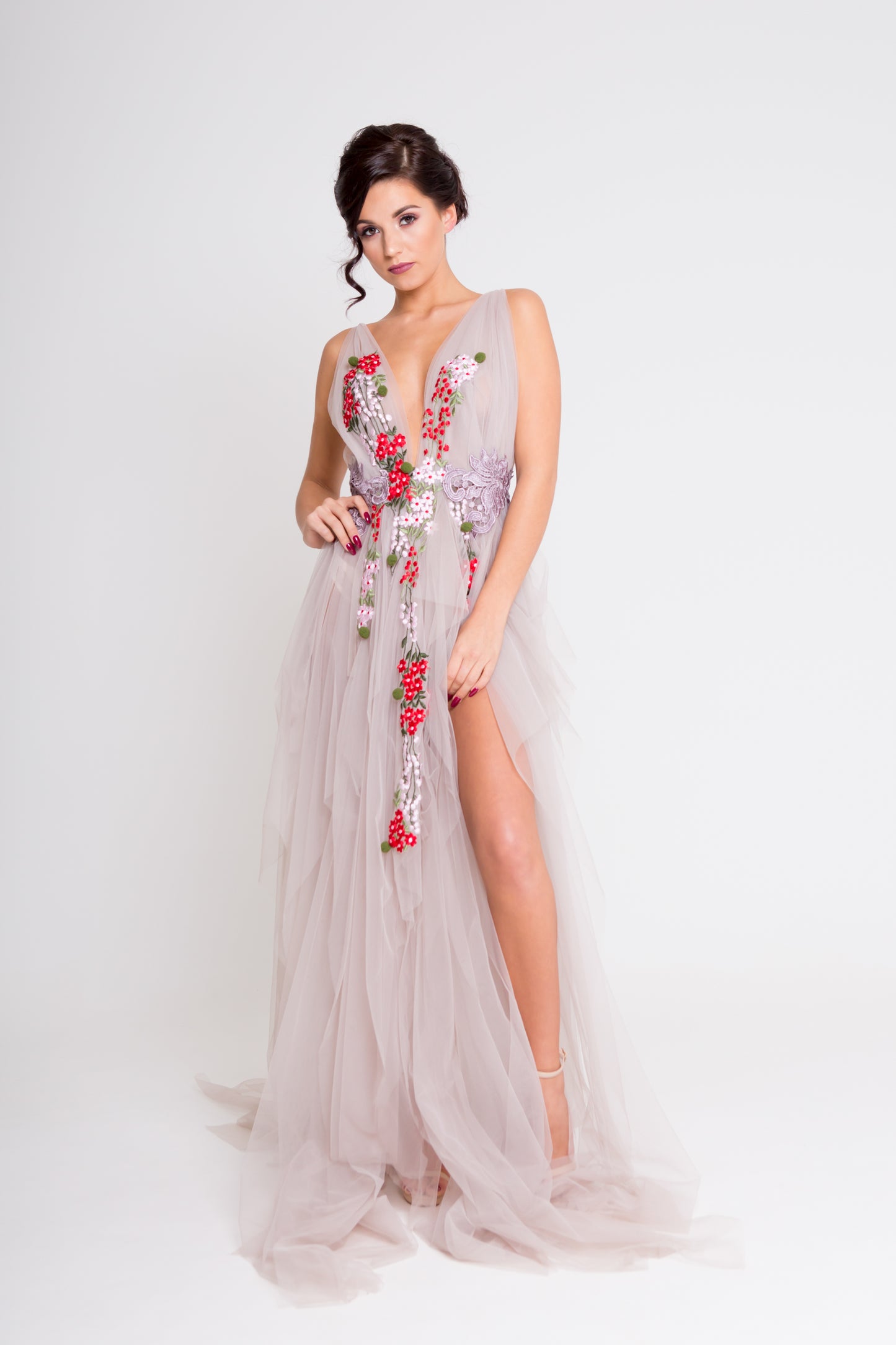 Soft tulle embroidered Gown