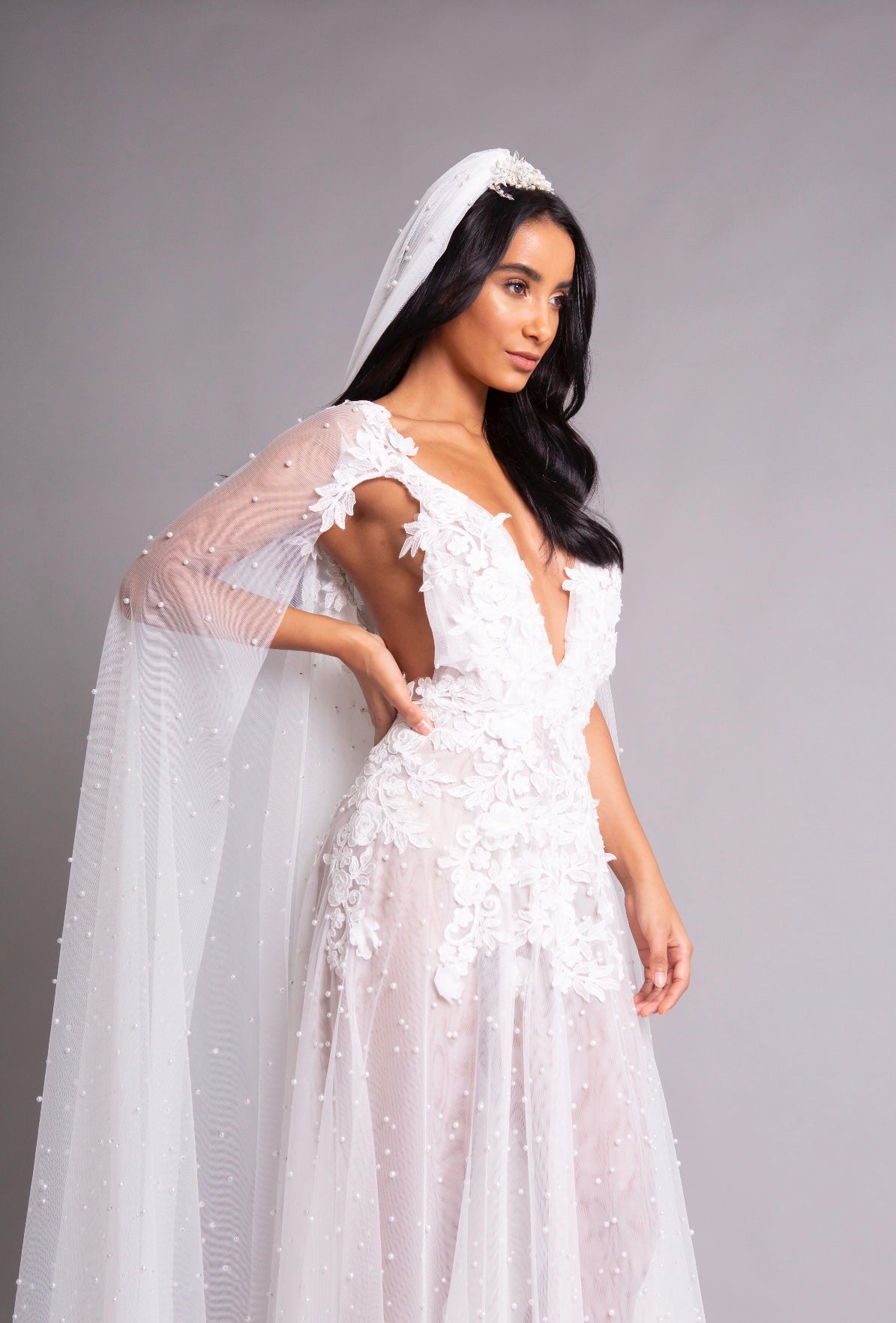 Rose Ivory tulle Bridal Gown