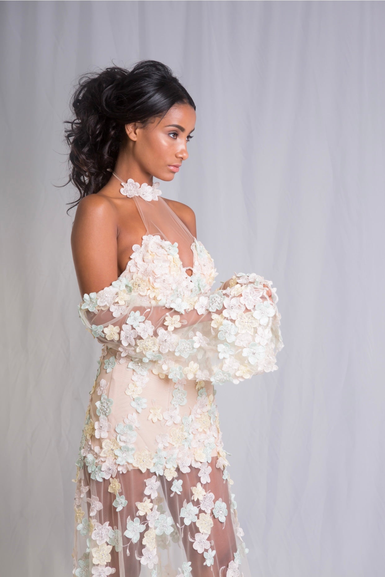 Pastel Flower appliqué Gown